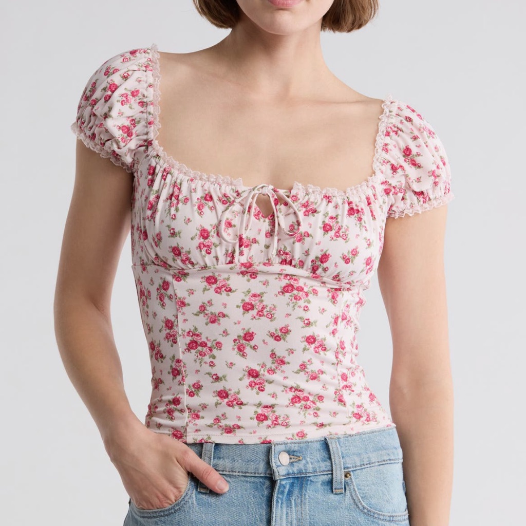 Nwt Lush Pink Floral Blouse